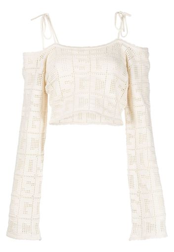 Gcds intarsia-knit logo top - Bianco