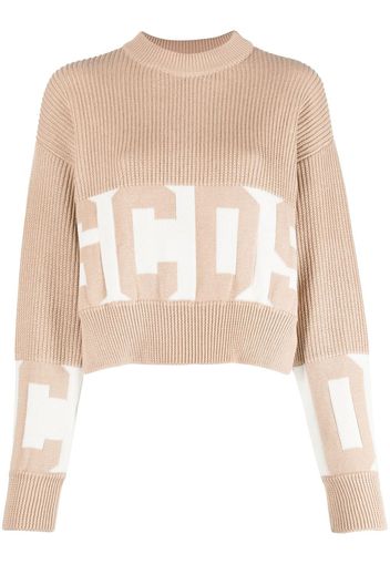 Gcds intarsia-knit logo jumper - Marrone