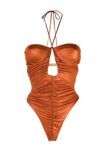 Gcds satin halterneck one-piece - Arancione