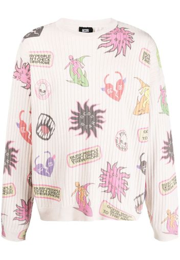 Gcds graphic-print ribbed jumper - Bianco