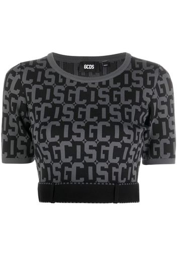 Gcds Matilda monogram cropped top - Nero