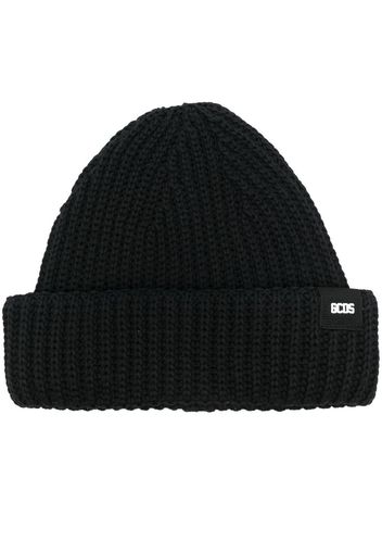 Gcds logo-patch ribbed knit beanie - Nero