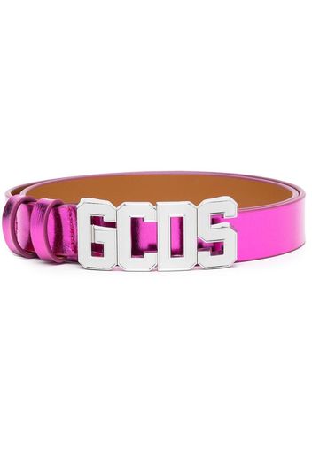 Gcds logo-buckle leather belt - Rosa