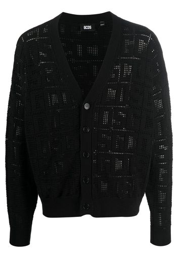 Gcds monogram macramé cotton cardigan - Nero