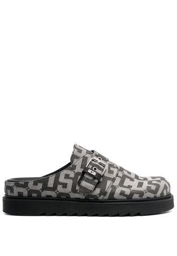 Gcds monogram-print buckled mules - Nero