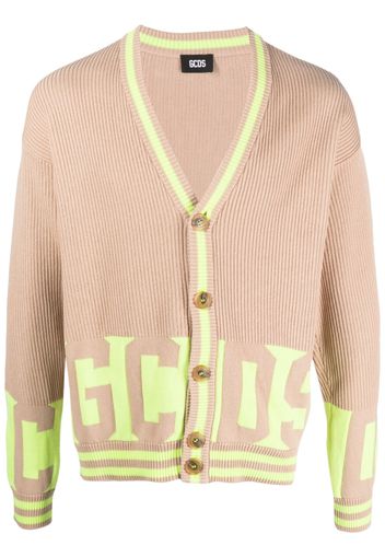 Gcds logo-band ribbed-knit cardigan - Toni neutri