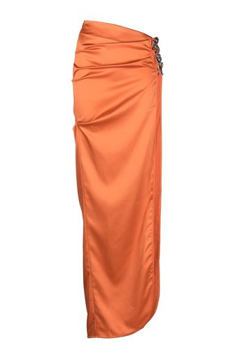 Gcds slit-detail satin maxi skirt - Arancione