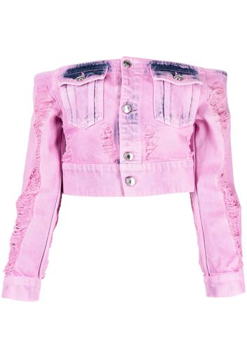 Gcds distressed denim jacket - Rosa