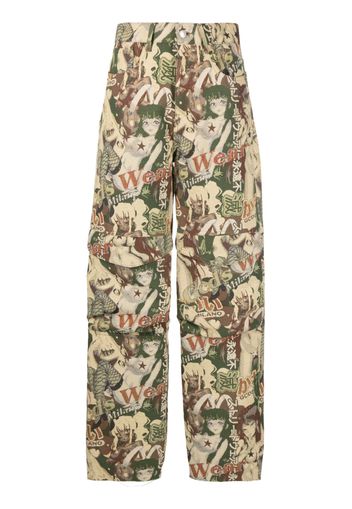 Gcds Hentai jacquard-pattern cargo trousers - Toni neutri