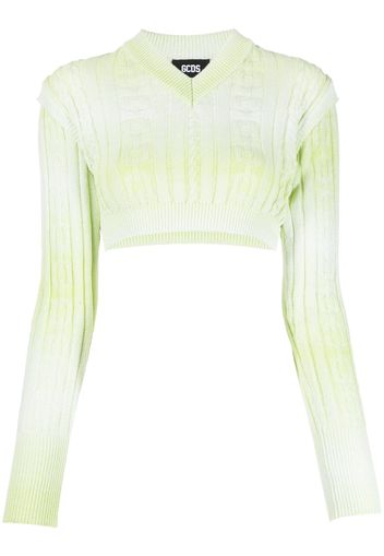 Gcds Braids faded-effect knitted cropped top - Verde