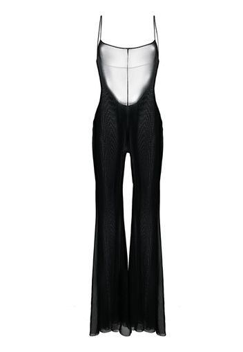 Gcds sheer wide-leg jumpsuit - Nero