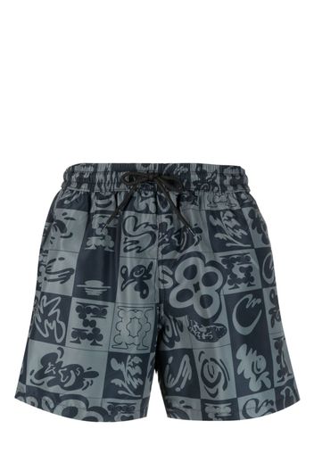 Gcds checkerboard-print swim shorts - Nero