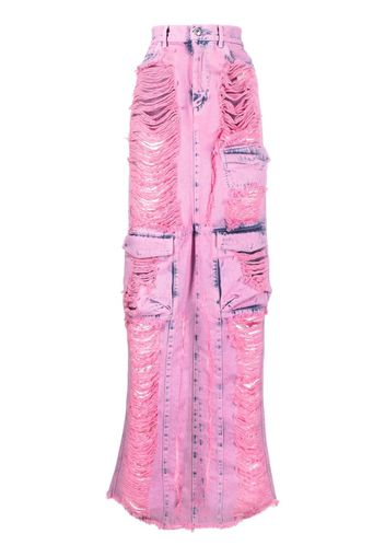 Gcds frayed-denim cargo maxi skirt - Rosa