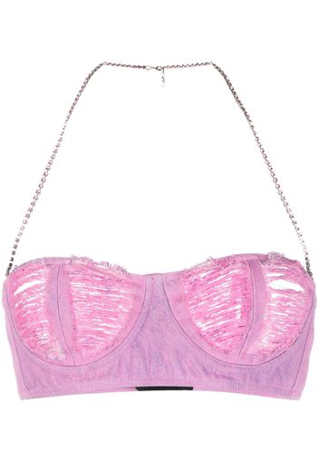 Gcds Ribbed Denim Bra - Rosa