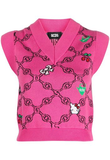 Gcds graphic-print jacquard vest - Rosa