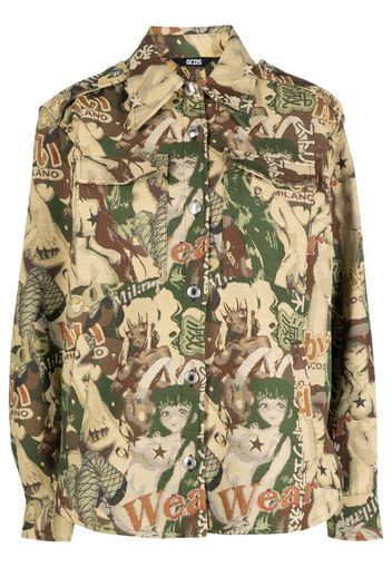 Gcds Hentai jacquard-pattern shirt jacket - Verde