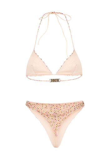 Gcds bead-embellished tulle-overlay bikini - Toni neutri