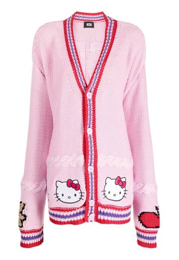 Gcds embroidered-logo knit cardigan - Rosa