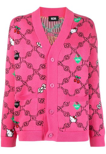 Gcds x Hello Kitty jacquard V-neck cardigan - Rosa