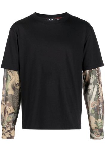 Gcds graphic-print layered cotton T-shirt - Nero