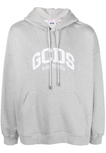 Gcds logo-patch jersey cotton hoodie - Grigio