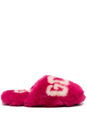 Gcds logo print faux-fur slippers - Rosa