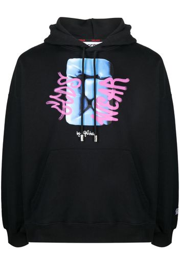 Gcds graphic-print cotton hoodie - Nero