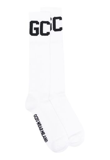 Gcds logo-print two-tone socks - Bianco