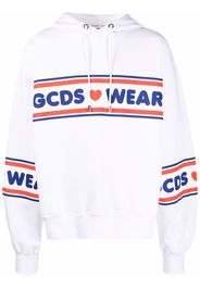Gcds logo-print striped hoodie - Bianco