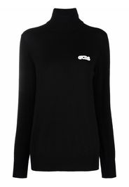 Gcds embroidered logo roll neck jumper - Nero