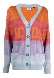 Gcds striped intarsia-logo knit cardigan - Arancione