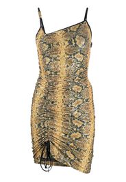 Gcds snakeskin print gathered mini dress - Giallo