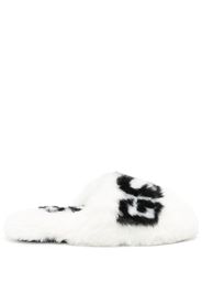 Gcds logo-print faux-fur slippers - Bianco