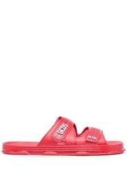 Gcds logo-detail open-toe slides - Rosso