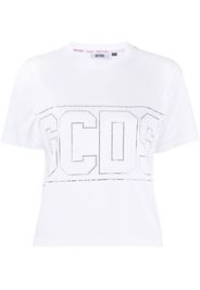 Gcds studded-logo crop T-shirt - Bianco