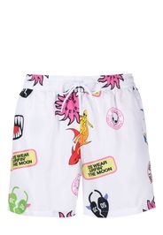 Gcds graphic-print swim shorts - Bianco