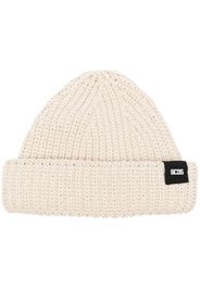 Gcds logo-patch ribbed knit beanie - Toni neutri