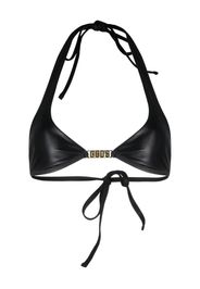 Gcds logo-plaque halterneck bikini top - Nero