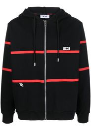 Gcds stripe-print zip-up hoodie - Nero