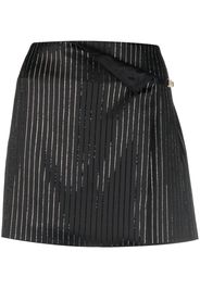 Gcds Logo Clip Pinstrip rhinestone-embellished skirt - Nero