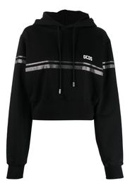 Gcds crystal-embellished cropped cotton hoodie - Nero