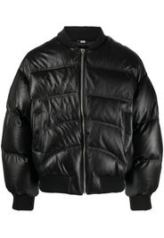 Gcds puffer leather jacket - Nero