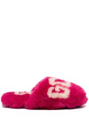 Gcds logo print faux-fur slippers - Rosa