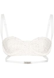 Gcds sequin-embellishment tweed bralette - Bianco