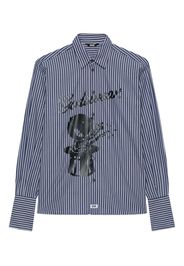 GCDS Camicia a righe con stampa - Blu