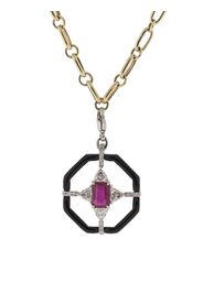 18kt white gold Nikos Koulis enamel and gemstone pendant