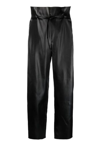 Genny Pantaloni con vita raccolta crop - Nero