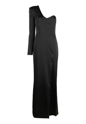Genny one-shoulder long-sleeve gown - Nero