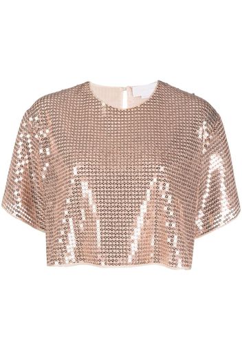 Genny sequin-embellished cropped top - Rosa