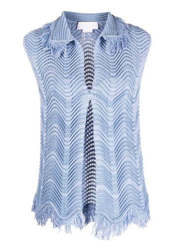 Genny fringe-detail knitted vest - Blu